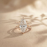 4CTW Marquise Cut Elegant Twisted Band Lab Grown Diamond Engagement Ring For Women Rose Gold