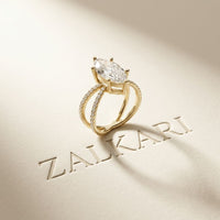 4CTW Marquise Cut Elegant Twisted Band Lab Grown Diamond Engagement Ring For Women Gold