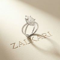 4CTW Marquise Cut Elegant Twisted Band Lab Grown Diamond Engagement Ring For Women White