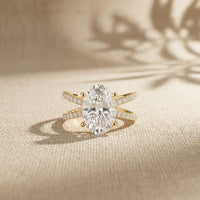 4CTW Oval Cut Swirl Shank Lab Grown Diamond Engagement Ring For Women Gold