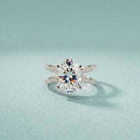 4CTW Oval Cut Swirl Shank Lab Grown Diamond Engagement Ring For Women White