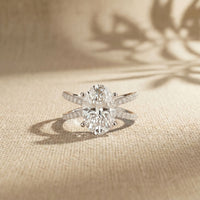 4CTW Oval Cut Swirl Shank Lab Grown Diamond Engagement Ring For Women White