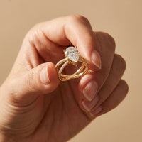 4CTW Pear Cut Graceful Crossover Lab Grown Diamond Engagement Ring For Women Gold