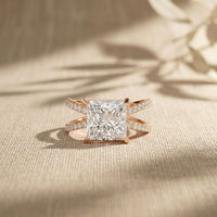 4CTW Princess Cut Sculptural Twist Lab Grown Diamond Engagement Ring For Women Rose Gold