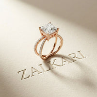 4CTW Princess Cut Sculptural Twist Lab Grown Diamond Engagement Ring For Women Rose Gold