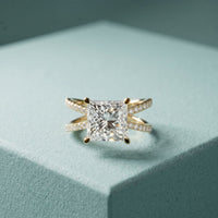 4CTW Princess Cut Sculptural Twist Lab Grown Diamond Engagement Ring For Women Gold