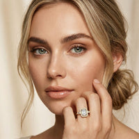 2.85CTW Emerald Cut Halo Lab Grown Diamond Engagement Ring For Women Gold