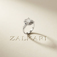 2.85CTW Emerald Cut Halo Lab Grown Diamond Engagement Ring For Women White