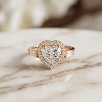 2.85CTW Heart Cut Halo Lab Grown Diamond Engagement Ring For Women Rose Gold
