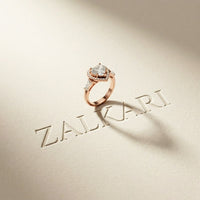 2.85CTW Heart Cut Halo Lab Grown Diamond Engagement Ring For Women Rose Gold