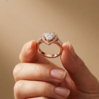 2.85CTW Heart Cut Halo Lab Grown Diamond Engagement Ring For Women Rose Gold