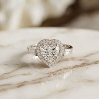 2.85CTW Heart Cut Halo Lab Grown Diamond Engagement Ring For Women White