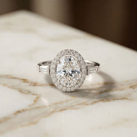2.90CTW Oval Cut Halo Lab Grown Diamond Engagement Ring For Women White