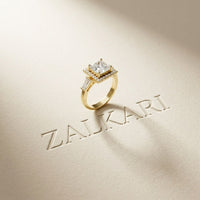 2.90CTW Princess Cut Halo Lab Grown Diamond Engagement Ring For Women Gold