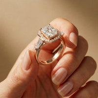 2.80CTW Radiant Cut Halo Lab Grown Diamond Engagement Ring For Women Rose Gold