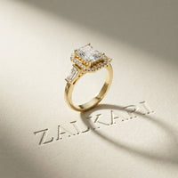 2.80CTW Radiant Cut Halo Lab Grown Diamond Engagement Ring For Women Gold