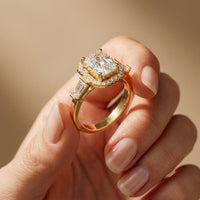 2.80CTW Radiant Cut Halo Lab Grown Diamond Engagement Ring For Women Gold