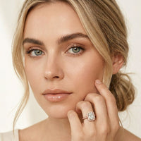2.25CTW Radiant Cut Halo Lab Grown Diamond Accent Ring For Women Rose Gold