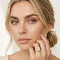 2.25CTW Radiant Cut Halo Lab Grown Diamond Accent Ring For Women Gold