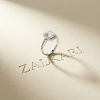 2.25CTW Radiant Cut Halo Lab Grown Diamond Accent Ring For Women White