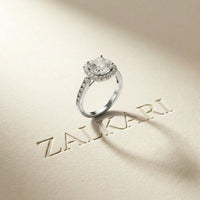 2.25CTW Cushion Halo Pavé Lab Grown Diamond Engagement Ring For Women White