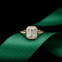 2.25CTW Emerald Cut Accent Lab Grown Diamond Engagement Ring For Women Gold