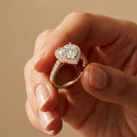 2.30CTW Heart Cut Halo Accent Lab Grown Diamond Engagement Ring For Women Rose Gold