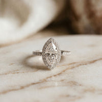 2.25CTW Marquise Cut Pavé Accent Lab Grown Diamond Engagement Ring For Women White