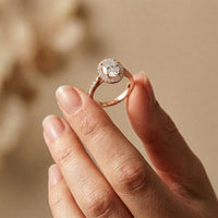 2.25CTW Oval Cut Halo Pavé Lab Grown Diamond Engagement Ring For Women Rose Gold