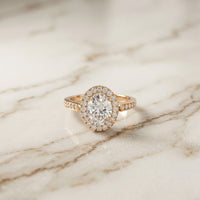 2.25CTW Oval Cut Halo Pavé Lab Grown Diamond Engagement Ring For Women Rose Gold