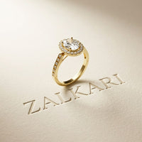 2.25CTW Oval Cut Halo Pavé Lab Grown Diamond Engagement Ring For Women Gold