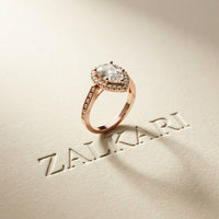 2.30CTW Pear Cut Halo Pavé Lab Grown Diamond Engagement Ring For Women Rose Gold
