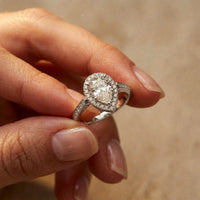 2.30CTW Pear Cut Halo Pavé Lab Grown Diamond Engagement Ring For Women White