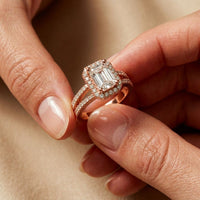 2.45CTW Emerald Halo Open Split Shank Lab Grown Diamond Engagement Ring Rose Gold