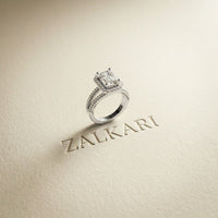 2.45CTW Emerald Halo Open Split Shank Lab Grown Diamond Engagement Ring White