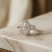 2.45CTW Marquise Halo Double Split Shank Lab Grown Diamond Engagement Ring For Women White