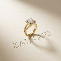 2.45CTW Princess Cut Halo Double Split Shank Lab Grown Diamond Engagement Ring For Women Gold
