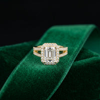 2.45CTW Radiant Halo Multi Row Pavé Lab Grown Diamond Engagement Ring Gold