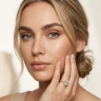 2.45CTW Radiant Halo Multi Row Pavé Lab Grown Diamond Engagement Ring Gold