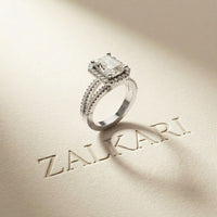 2.45CTW Radiant Halo Multi Row Pavé Lab Grown Diamond Engagement Ring White