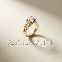 2.45CTW Round Halo Contemporary Split Shank Lab Grown Diamond Engagement Ring Gold