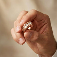 0.50CTW Vow Crest Lab Grown Diamond Gold Ring For Men Rose Gold