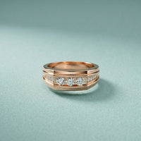 0.50CTW Vow Crest Lab Grown Diamond Gold Ring For Men Rose Gold