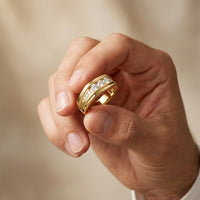 0.50CTW Vow Crest Lab Grown Diamond Gold Ring For Men Gold