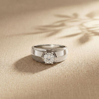 1CTW Crown Solitaire Lab Grown Diamond Ring For Men White