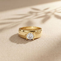 0.75CTW Round Vanguard Crown Lab Grown Diamond Ring For Men Gold