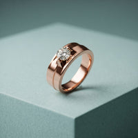 0.75CTW Vanguard Solitaire Lab Grown Diamond Ring For Men Rose Gold