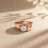 0.75CTW Vanguard Solitaire Lab Grown Diamond Ring For Men Rose Gold