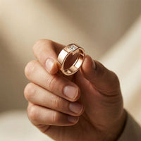 0.25CTW Princess Apex Bezel Lab Grown Diamond Ring For Men Rose Gold