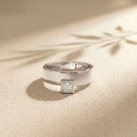 0.25CTW Princess Apex Bezel Lab Grown Diamond Ring For Men White